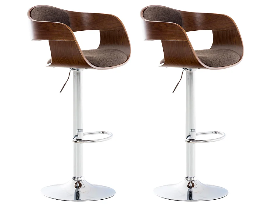 Set van 2  Barkruk - Stof - walnoot/bruin - Kingston