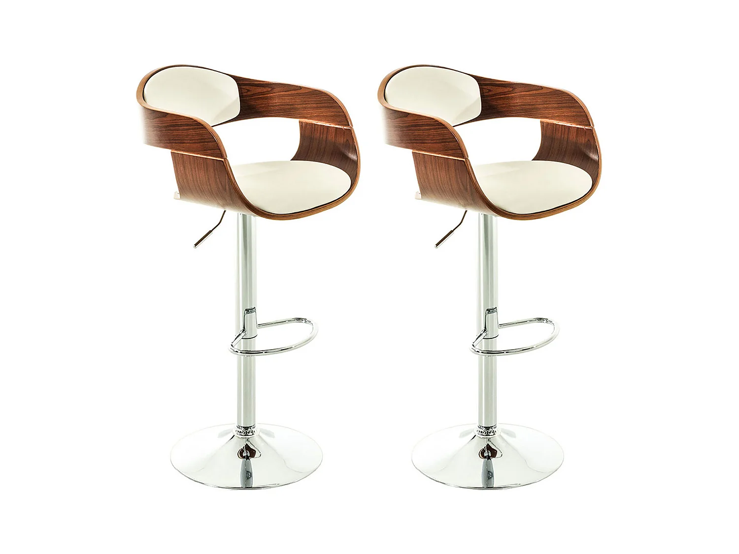 Lot de 2  Tabouret de bar - Similicuir - Noyer / Blanc - Kingston