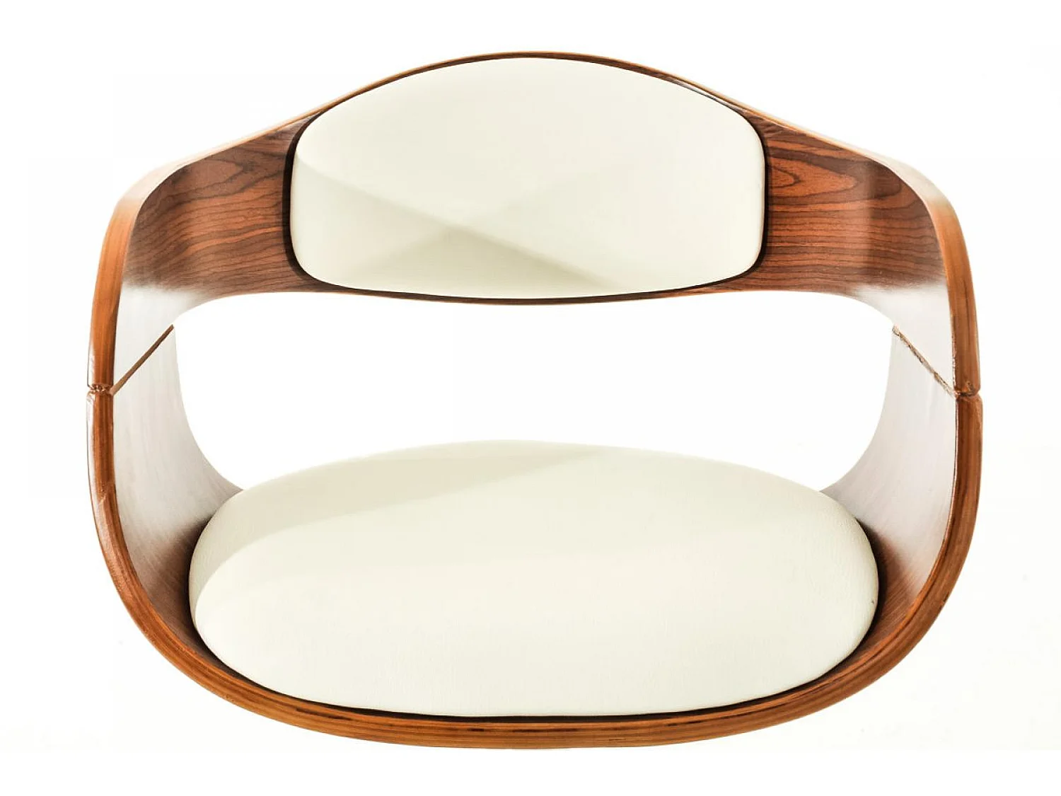 Lot de 2  Tabouret de bar - Similicuir - Noyer / Blanc - Kingston