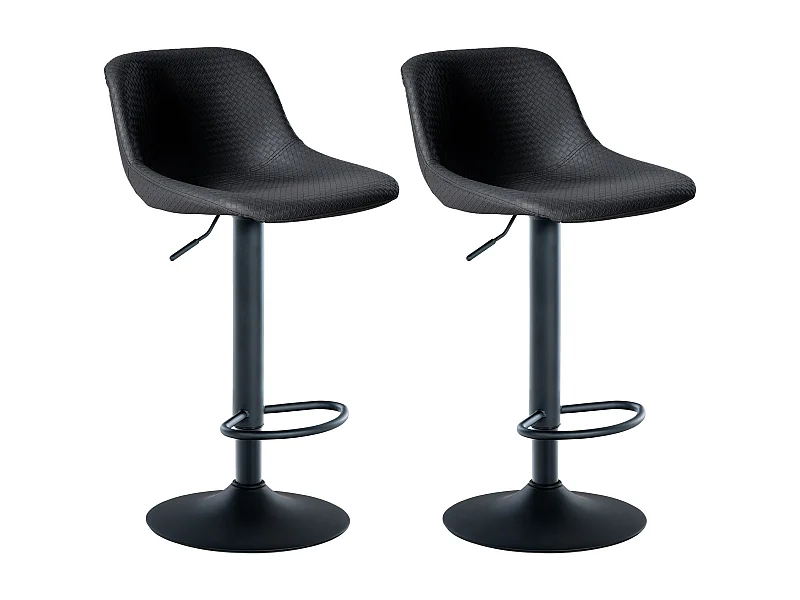 2er Set Barhocker - Kunstleder - schwarz - Loft