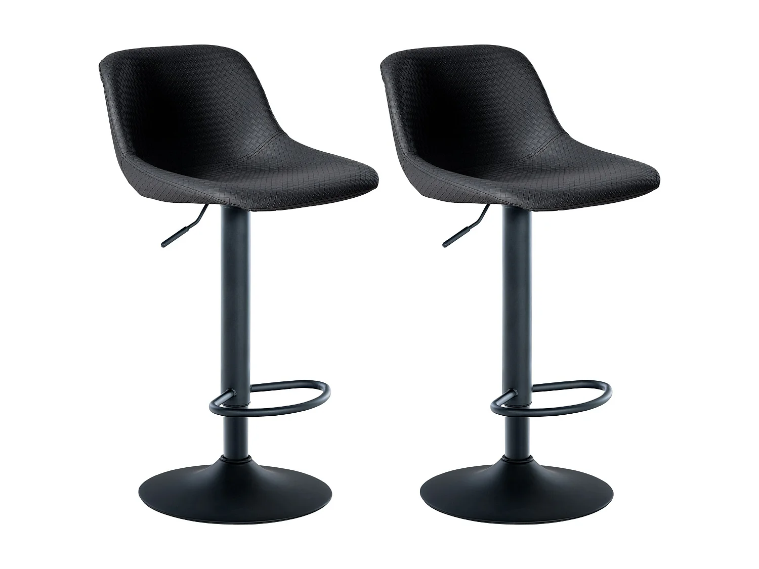 2er Set Barhocker - Kunstleder - schwarz - Loft