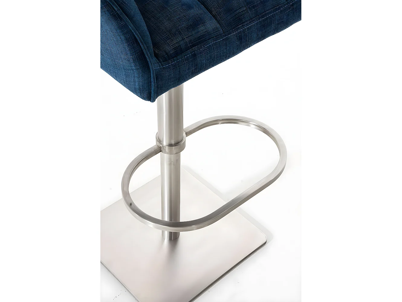 Lot de 2  Tabouret de bar - Tissu & Acier inoxydable - Bleu - Damaso