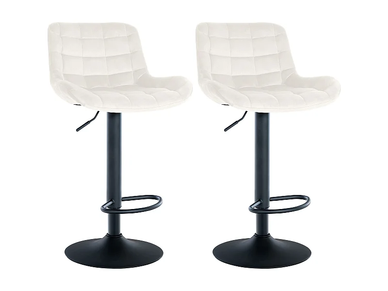Lot de 2  Tabouret de bar - Velours - Crème - Tover