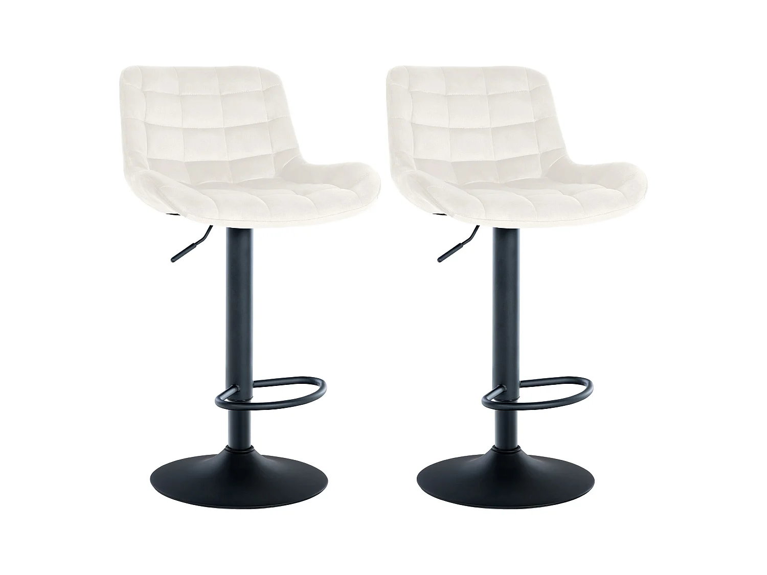 Lot de 2  Tabouret de bar - Velours - Crème - Tover