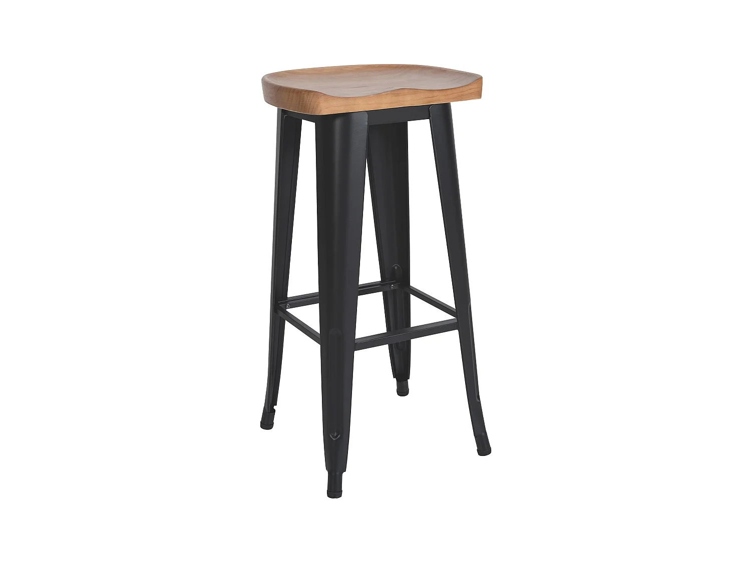 Tabouret de bar - Bois & Blanc - Noir - Clara