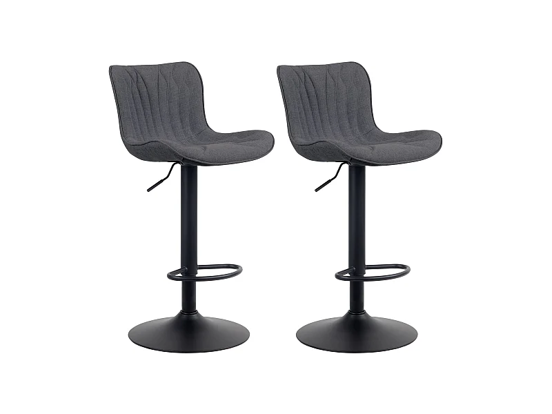 Lot de 2  Tabouret de bar - Tissu - Noir - Linus