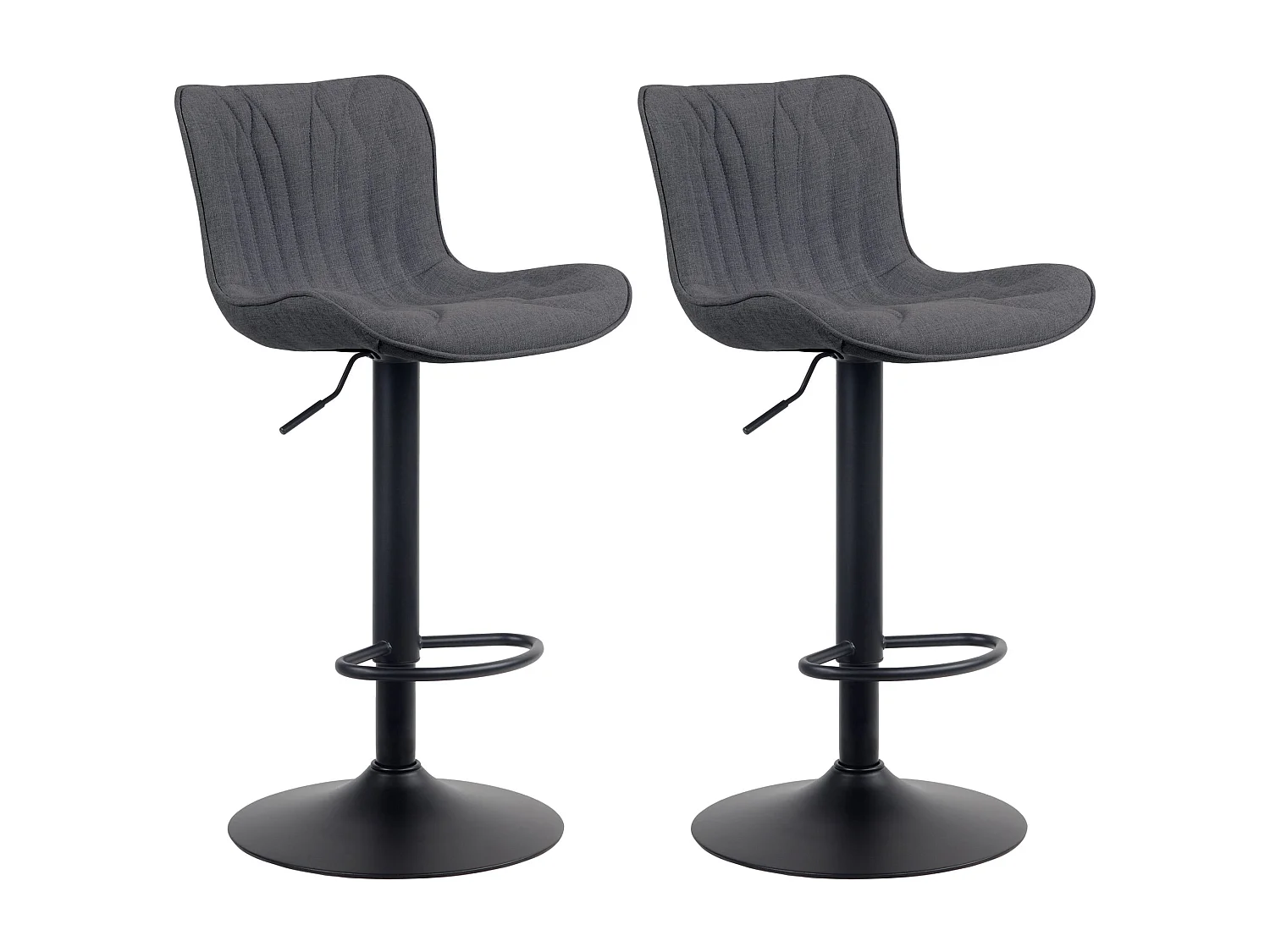 Lot de 2  Tabouret de bar - Tissu - Noir - Linus