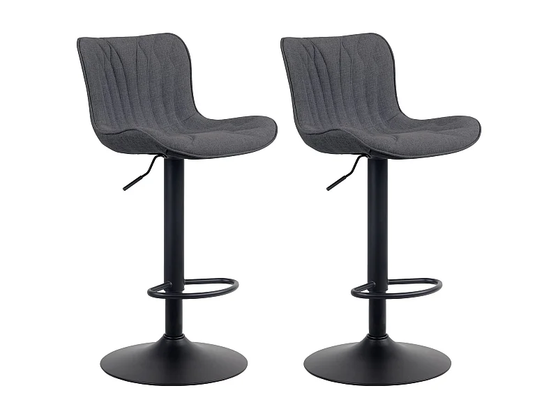 Lot de 2  Tabouret de bar - Tissu - Noir - Linus
