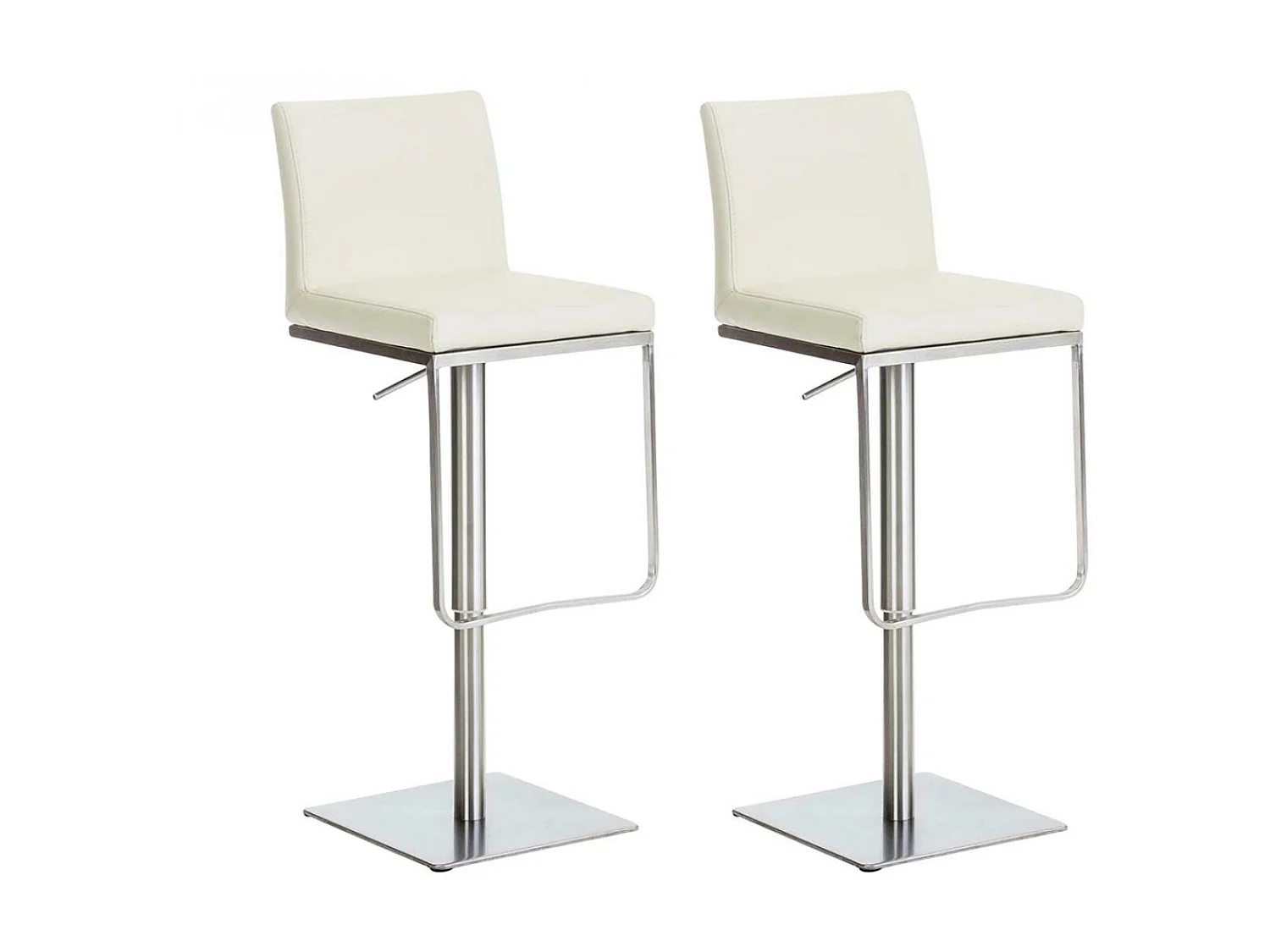 Lot de 2  Tabouret de bar - Similicuir & Acier inoxydable - Crème - Panama