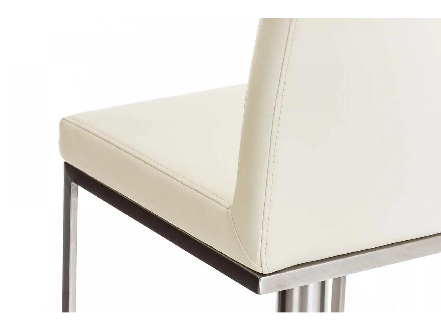 Lot de 2  Tabouret de bar - Similicuir & Acier inoxydable - Crème - Panama