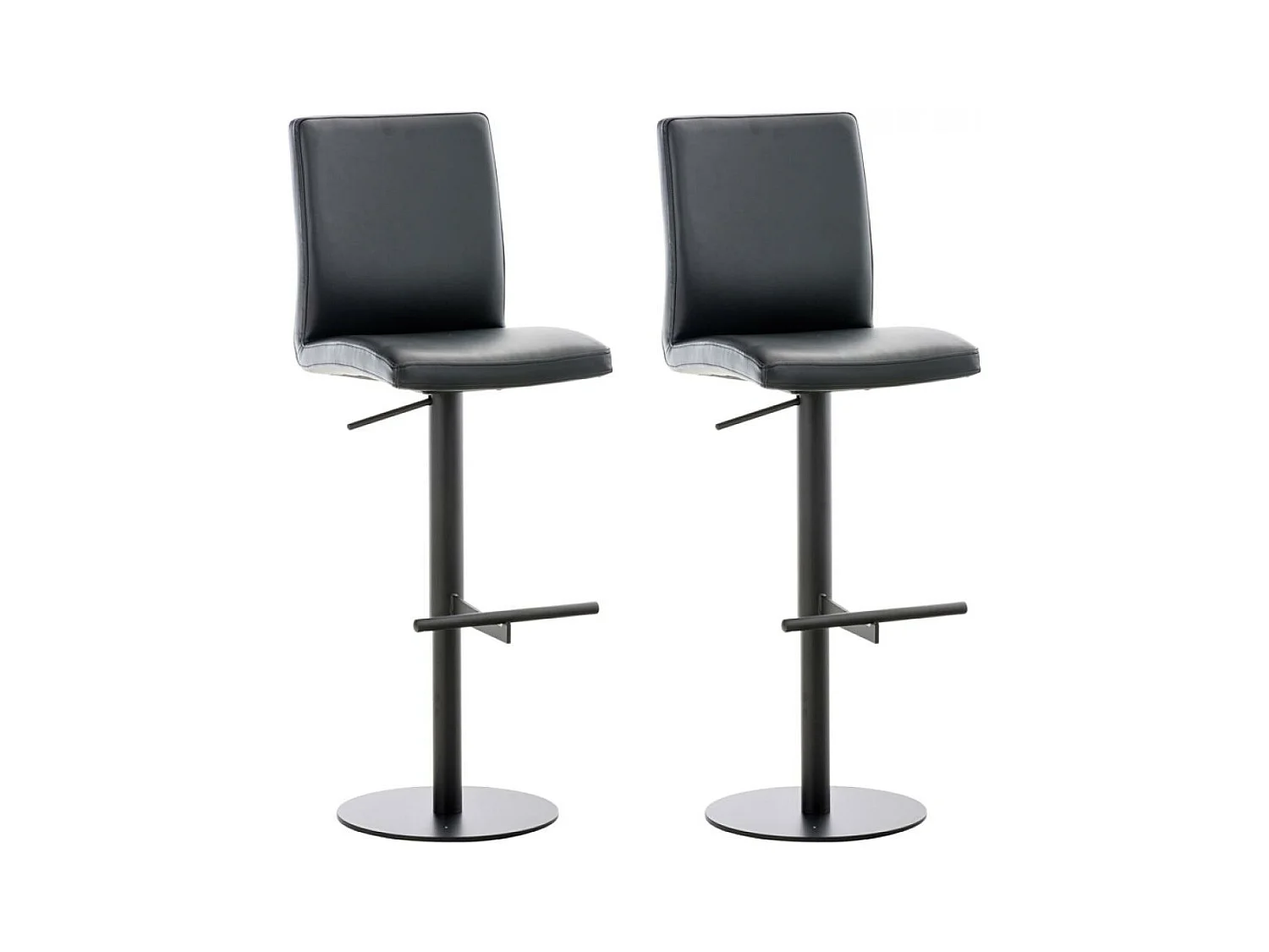 Lot de 2  Tabouret de bar - Similicuir & Noir - Noir - Cadiz