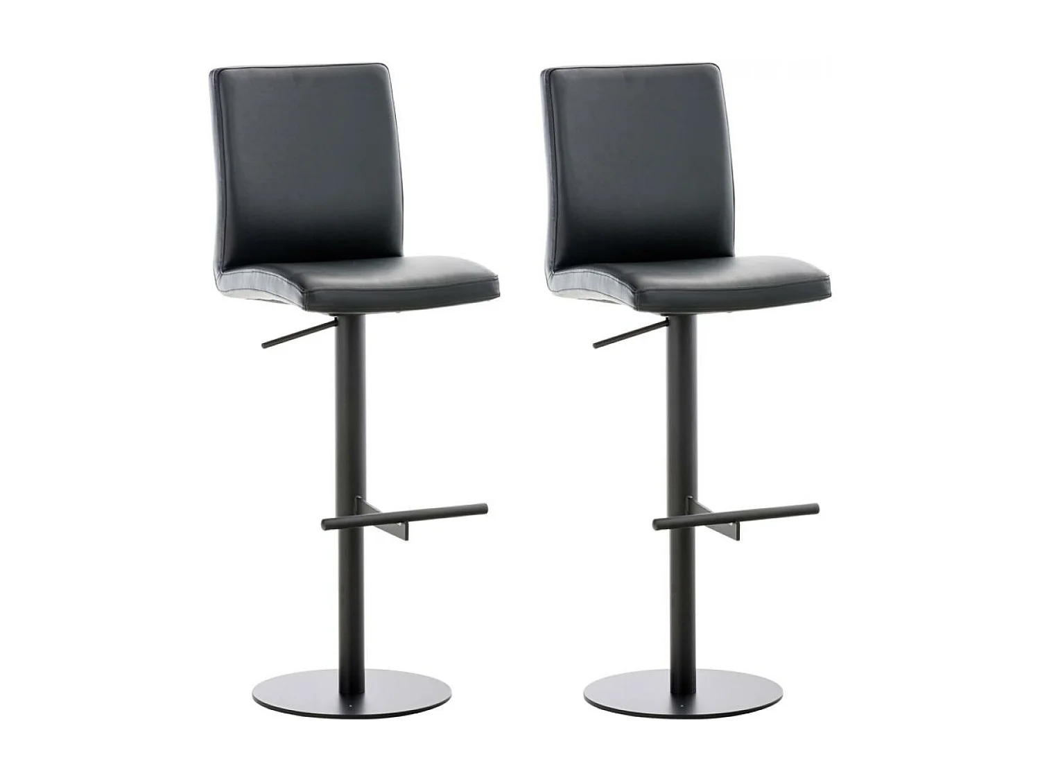 Lot de 2  Tabouret de bar - Similicuir & Noir - Noir - Cadiz