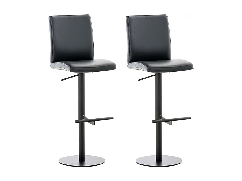 Lot de 2  Tabouret de bar - Similicuir & Noir - Noir - Cadiz
