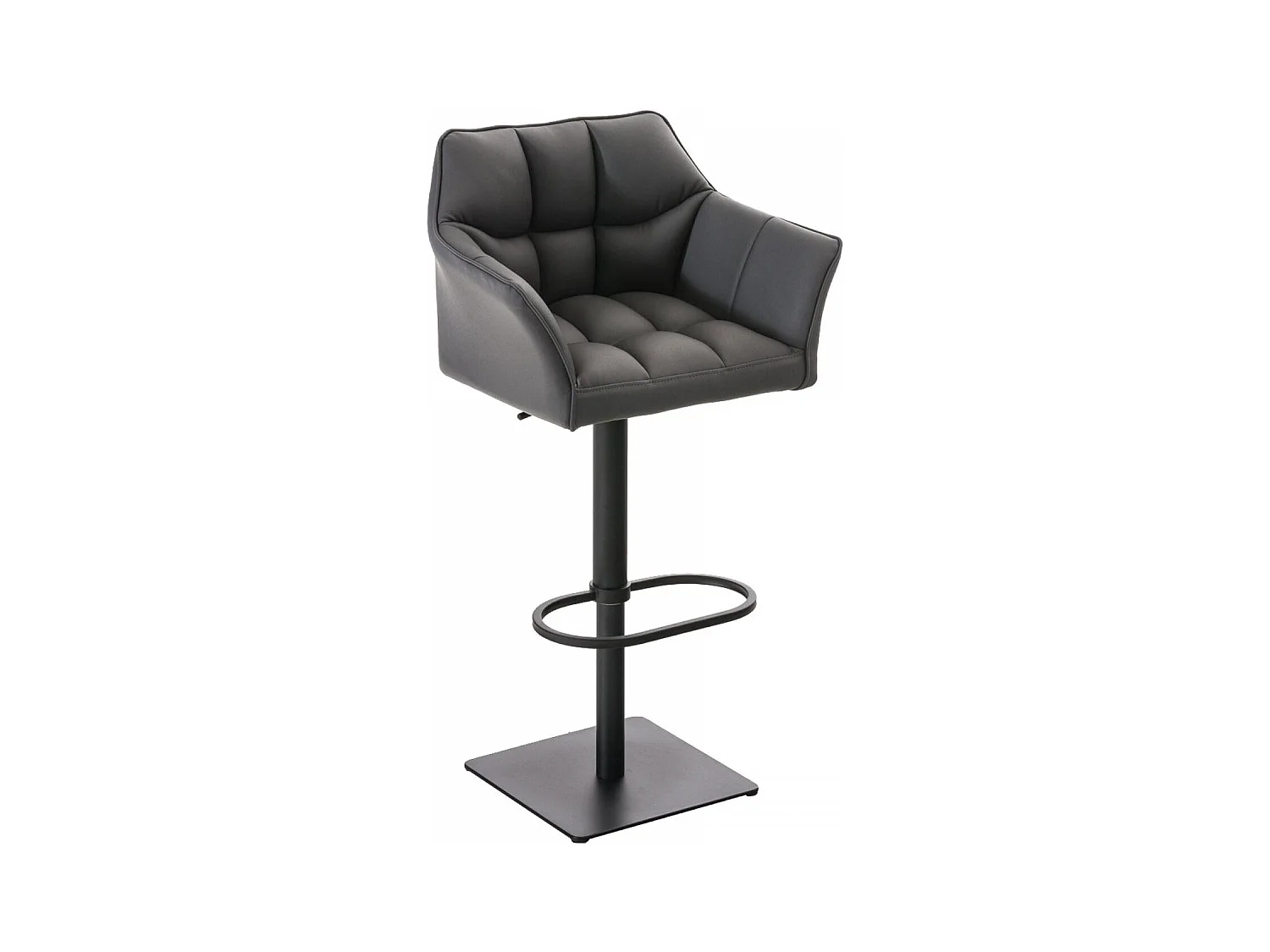 Tabouret de bar - Similicuir & Noir - Gris - Damaso
