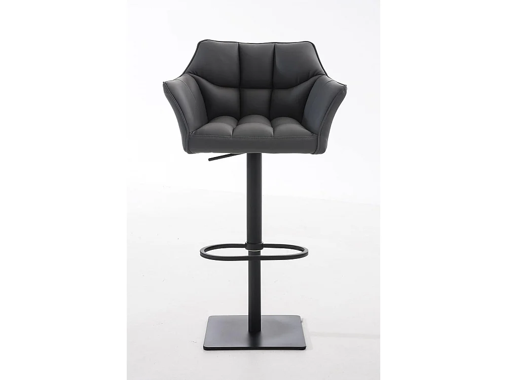 Tabouret de bar - Similicuir & Noir - Gris - Damaso