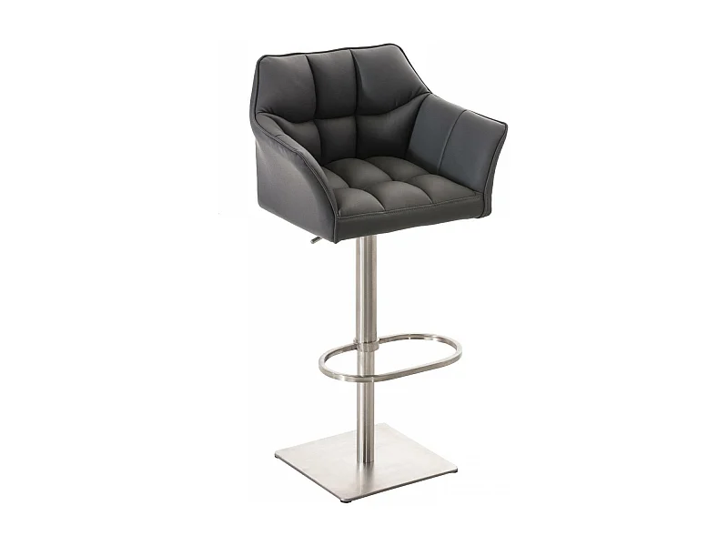 Tabouret de bar - Similicuir & Acier inoxydable - Gris - Damaso