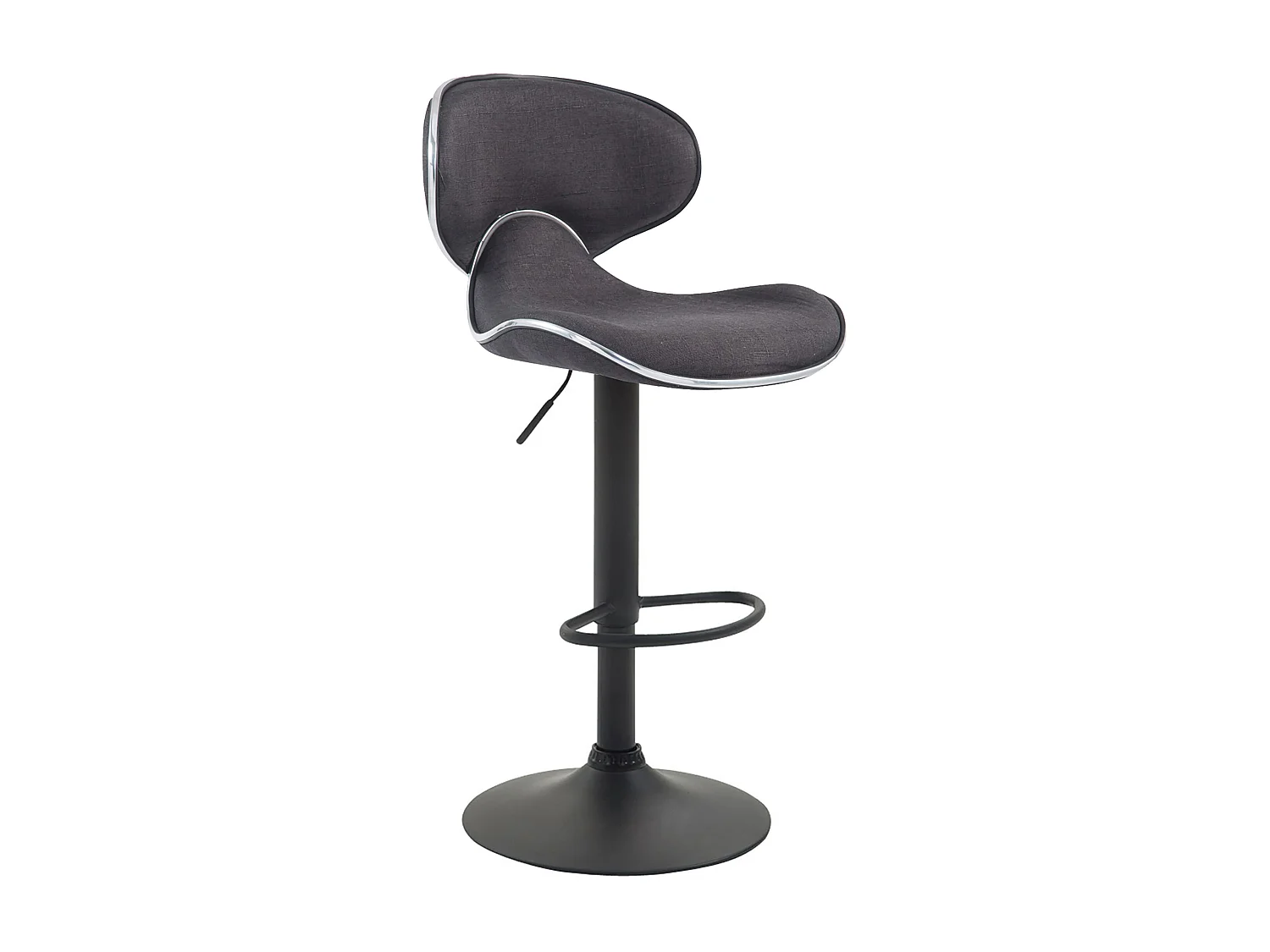 Lot de 2 Tabourets de bar - Tissu & Métal chromé - Gris foncé - Las Vegas V2