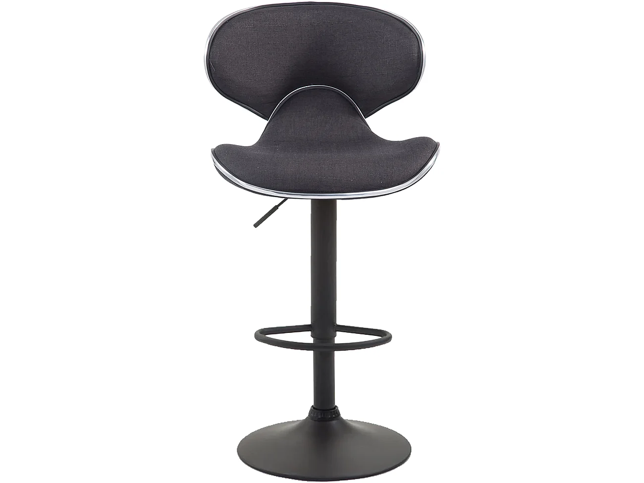 Lot de 2 Tabourets de bar - Tissu & Métal chromé - Gris foncé - Las Vegas V2