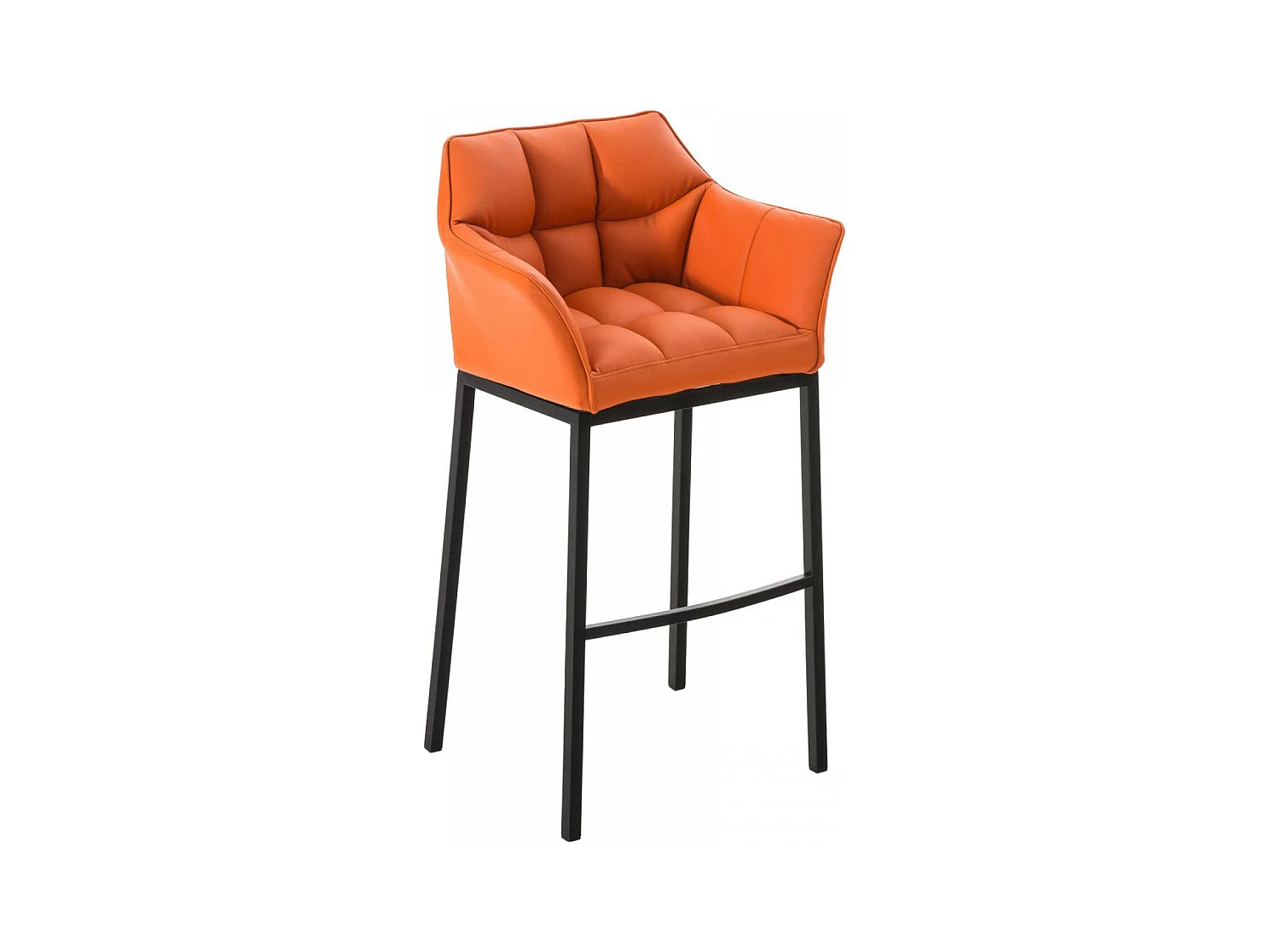 Tabouret de bar - Similicuir & Noir - Orange - Damaso