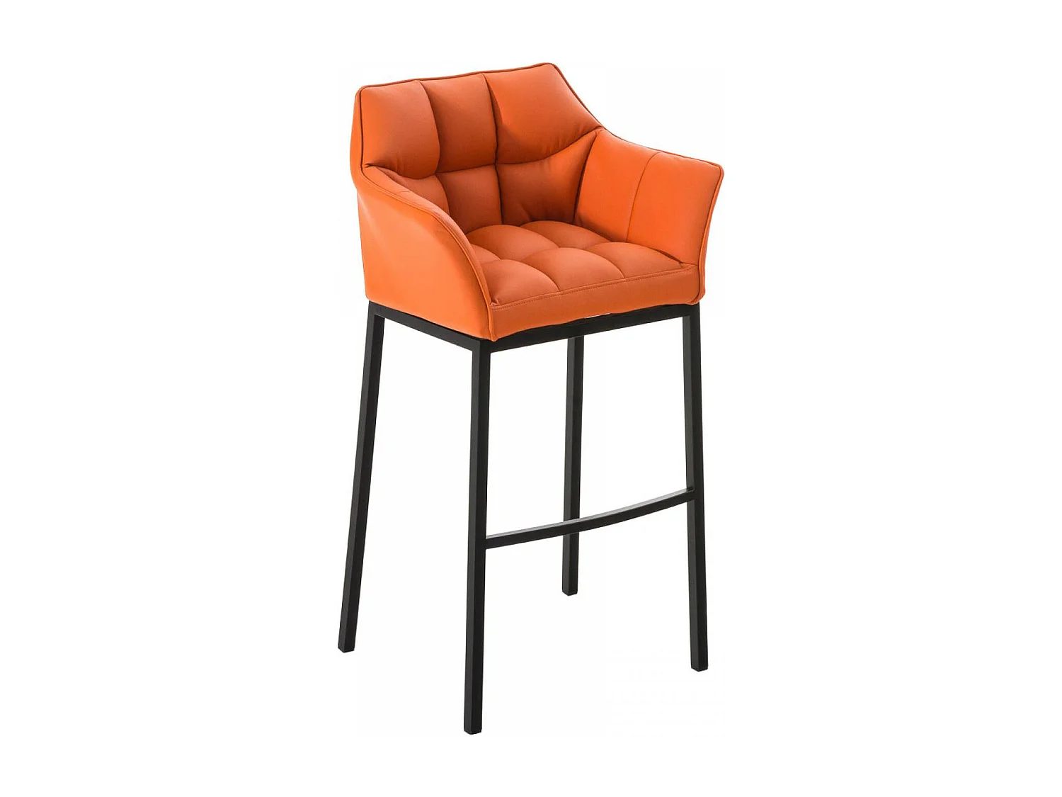 Tabouret de bar - Similicuir & Noir - Orange - Damaso