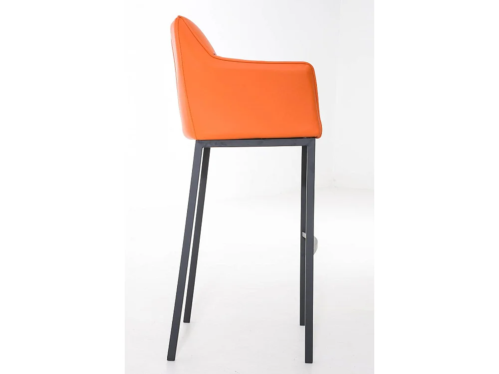 Tabouret de bar - Similicuir & Noir - Orange - Damaso