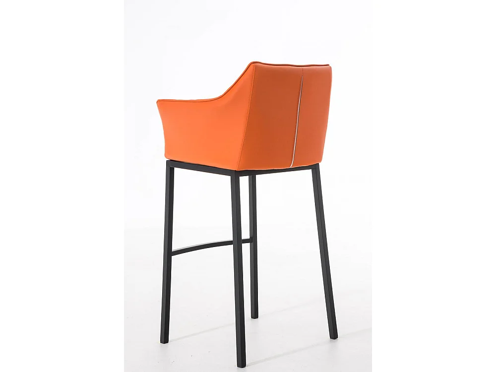 Tabouret de bar - Similicuir & Noir - Orange - Damaso