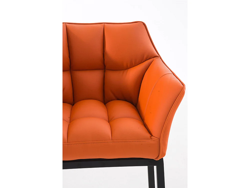 Tabouret de bar - Similicuir & Noir - Orange - Damaso