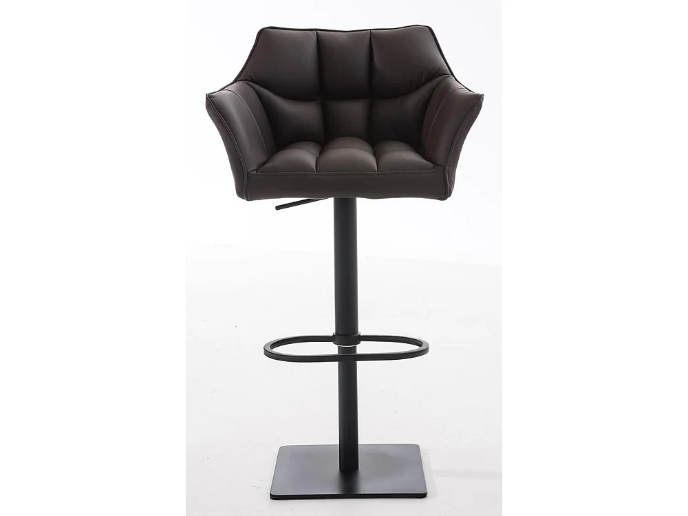 Lot de 2  Tabouret de bar - Similicuir & Noir - Marron - Damaso