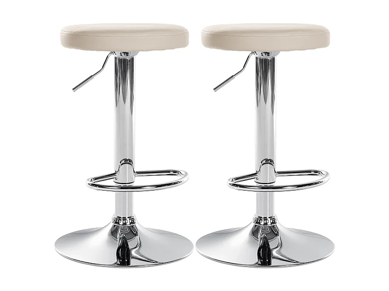 Lot de 2 Tabourets de bar - Similicuir & Métal - Crème - Ponte