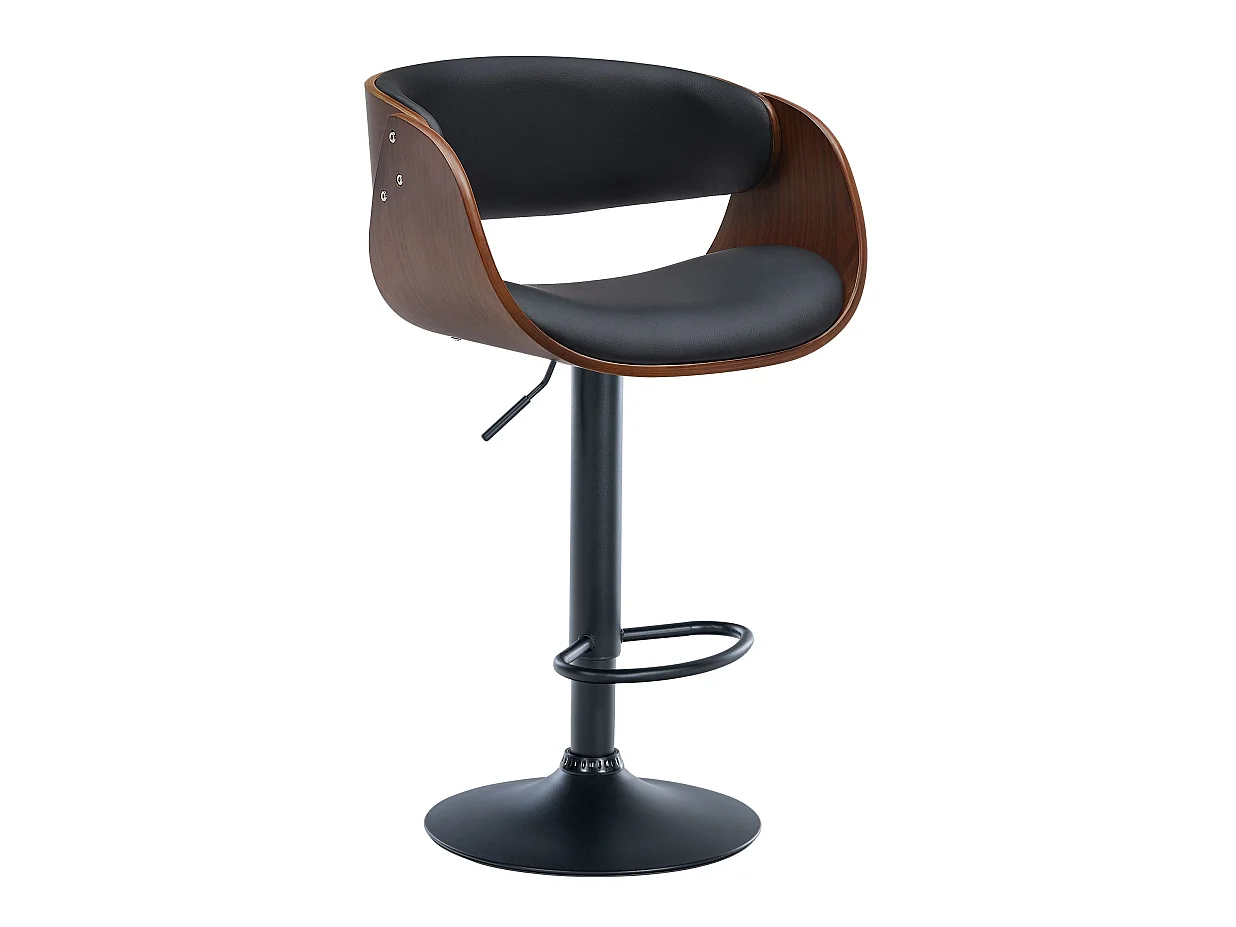 Tabouret de bar - Similicuir & Noir - Noyer / Noir - Portmore