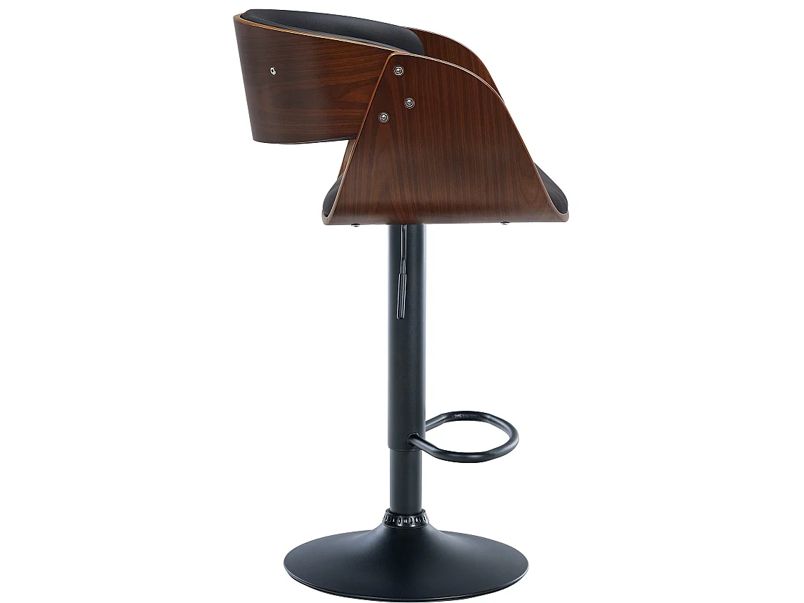 Tabouret de bar - Similicuir & Noir - Noyer / Noir - Portmore