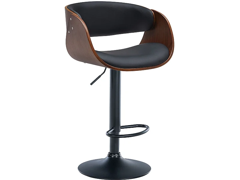 Tabouret de bar - Similicuir & Noir - Noyer / Noir - Portmore