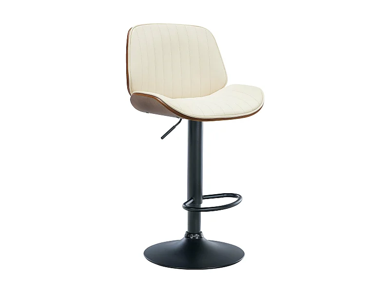 Barhocker - Kunstleder (PVC) & weiß - walnuss/creme - Nova