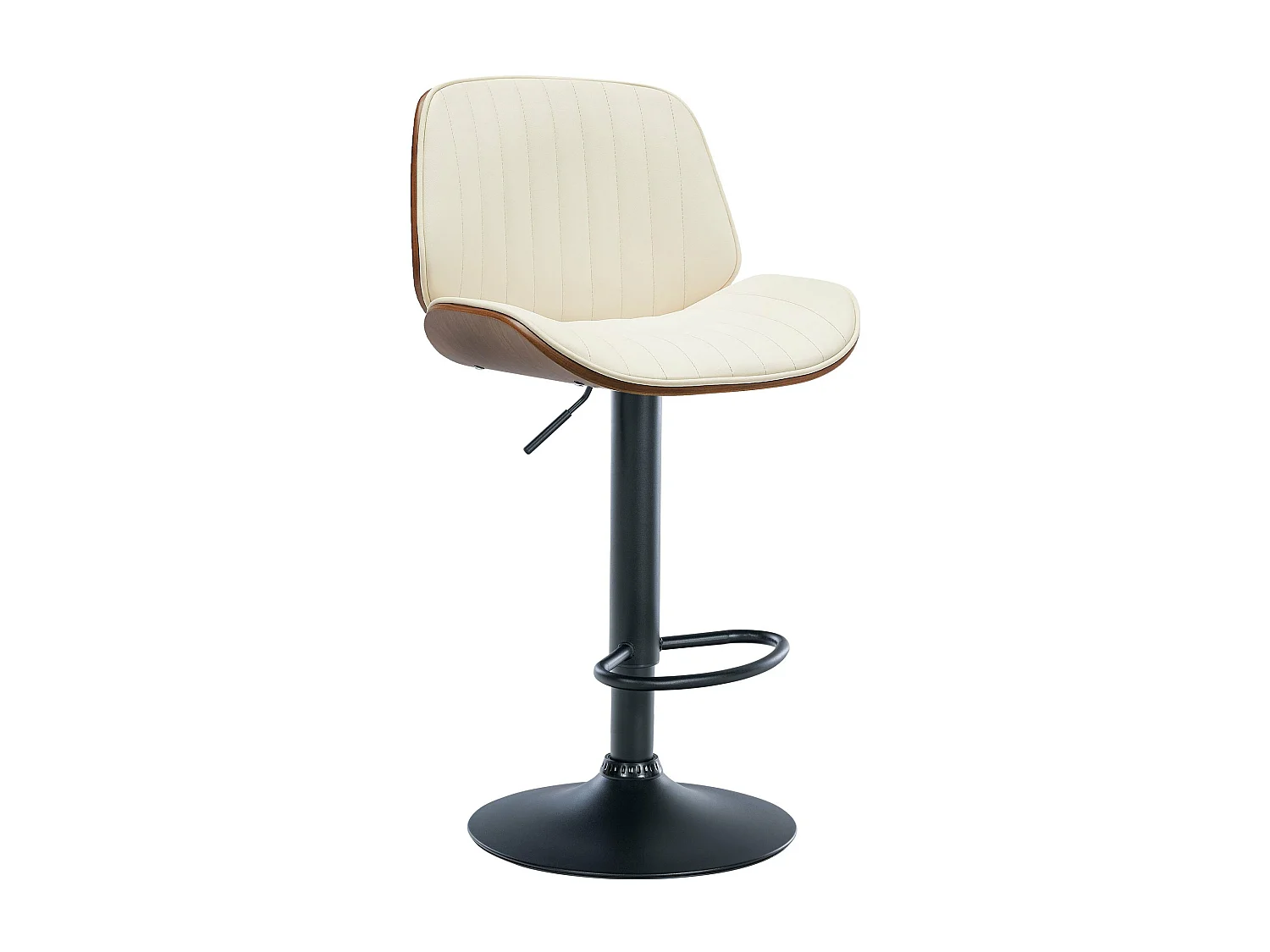 Tabouret de bar - Similicuir (PVC) & Blanc - Noyer / Crème - Nova