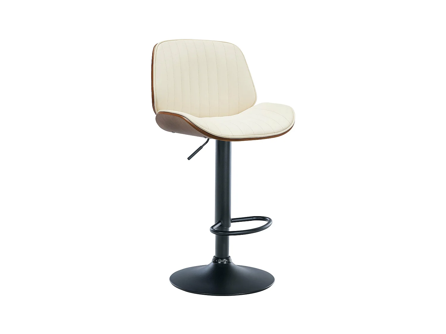 Tabouret de bar - Similicuir (PVC) & Blanc - Noyer / Crème - Nova