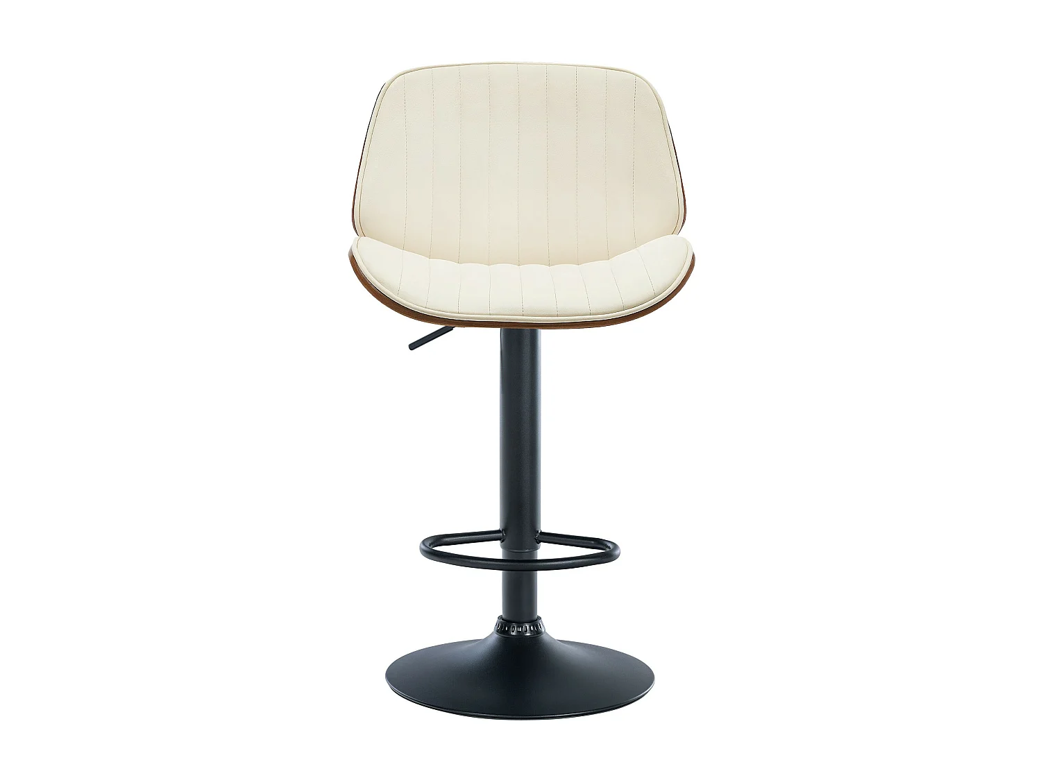 Tabouret de bar - Similicuir (PVC) & Blanc - Noyer / Crème - Nova