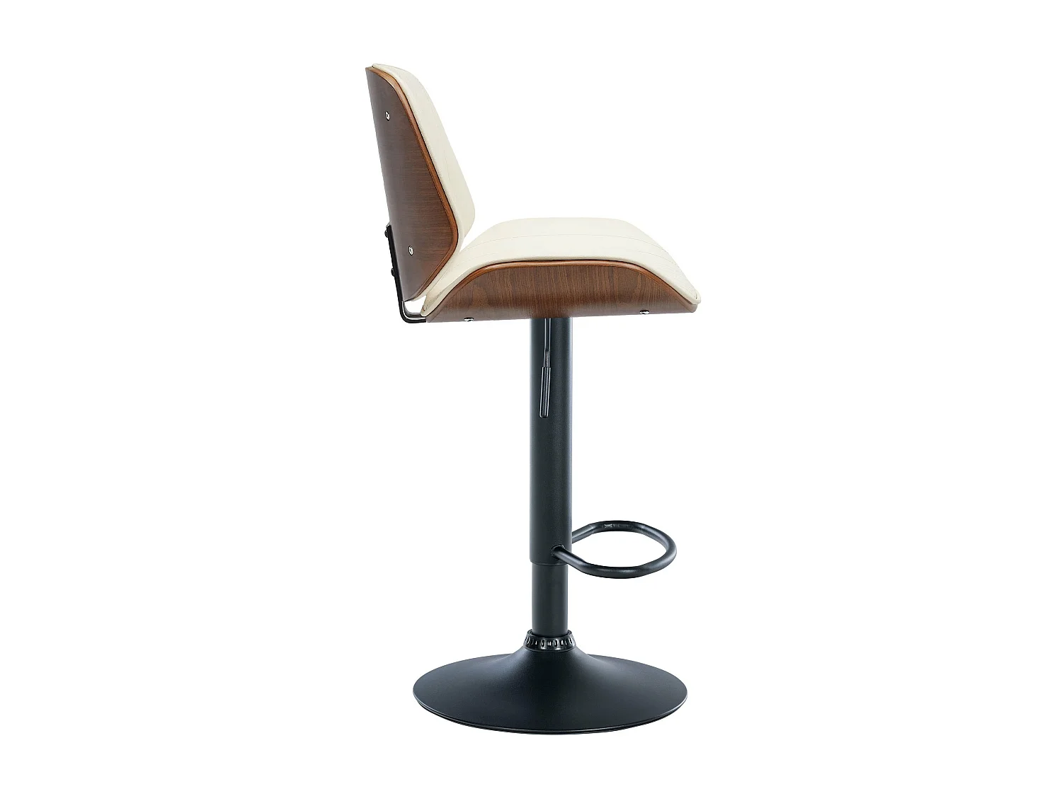 Tabouret de bar - Similicuir (PVC) & Blanc - Noyer / Crème - Nova