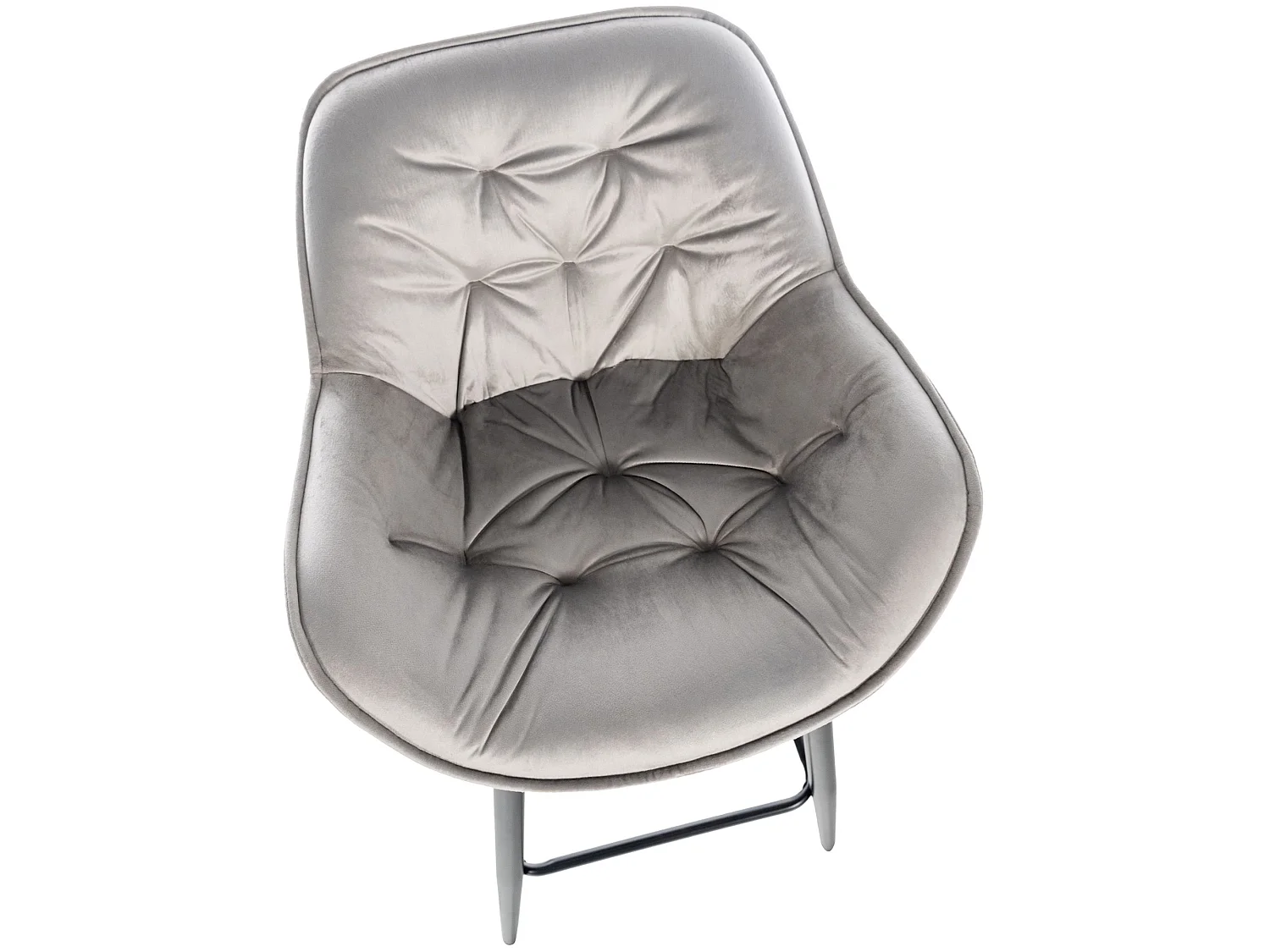 Lot de 2 Tabourets de bar - Velours & Métal noir mat - Gris - Gibson 76