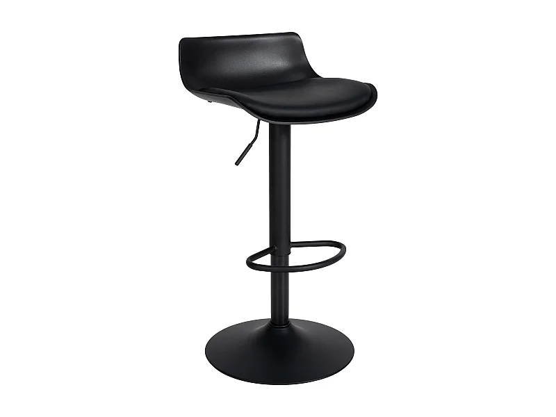 Tabouret de bar - Similicuir & Chrome - Noir - Aveiro