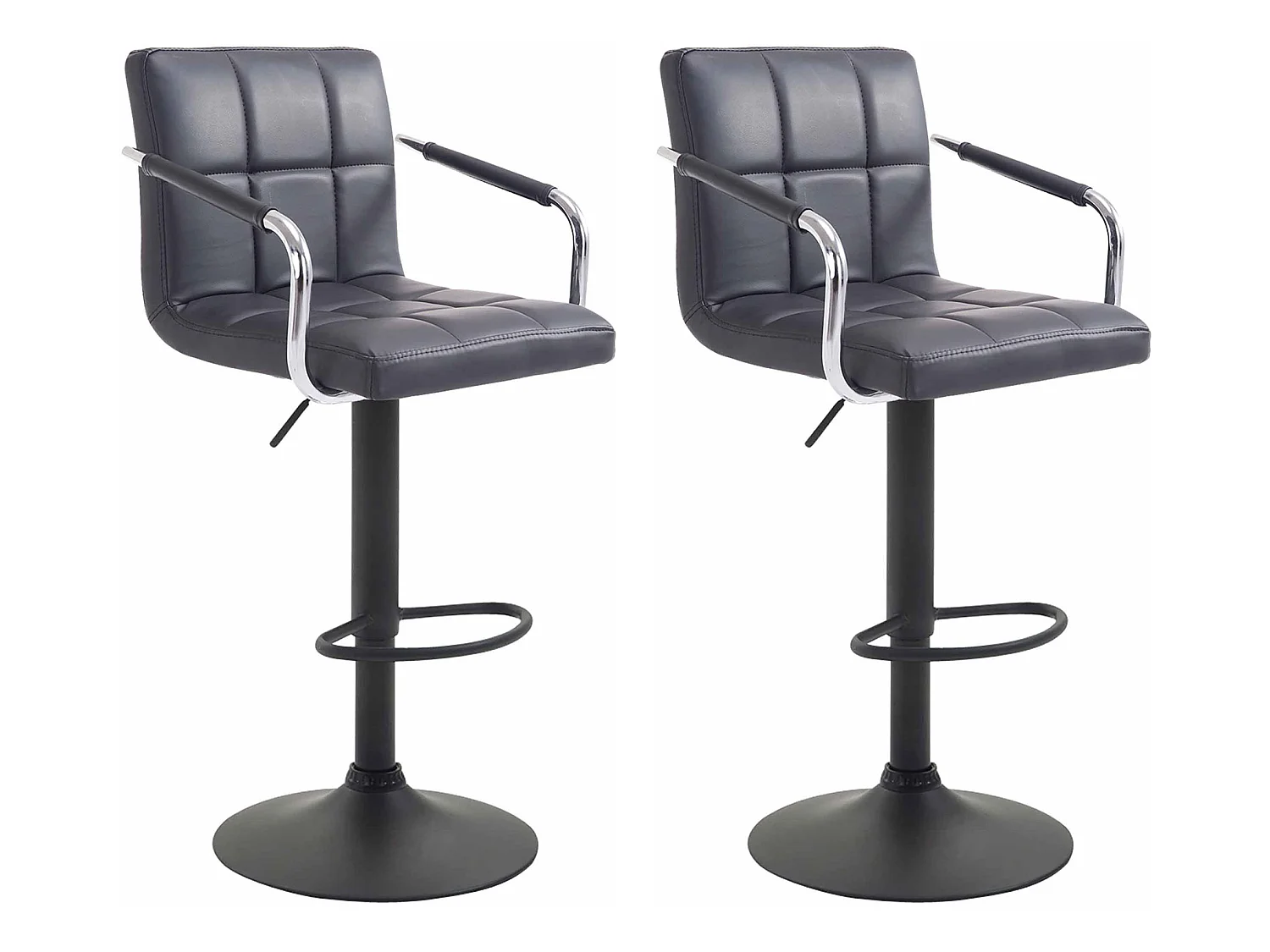 2er Set Barhocker - Kunstleder & schwarz - schwarz - Lucy V2