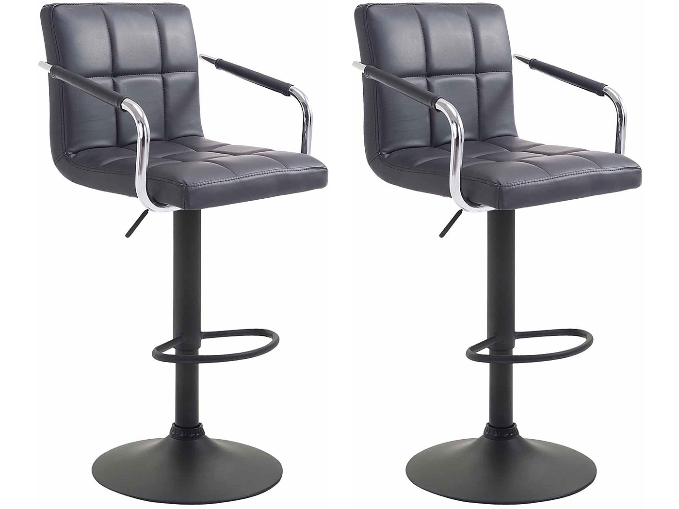 Lot de 2 tabourets de bar en synthétique blanc et cadre en métal