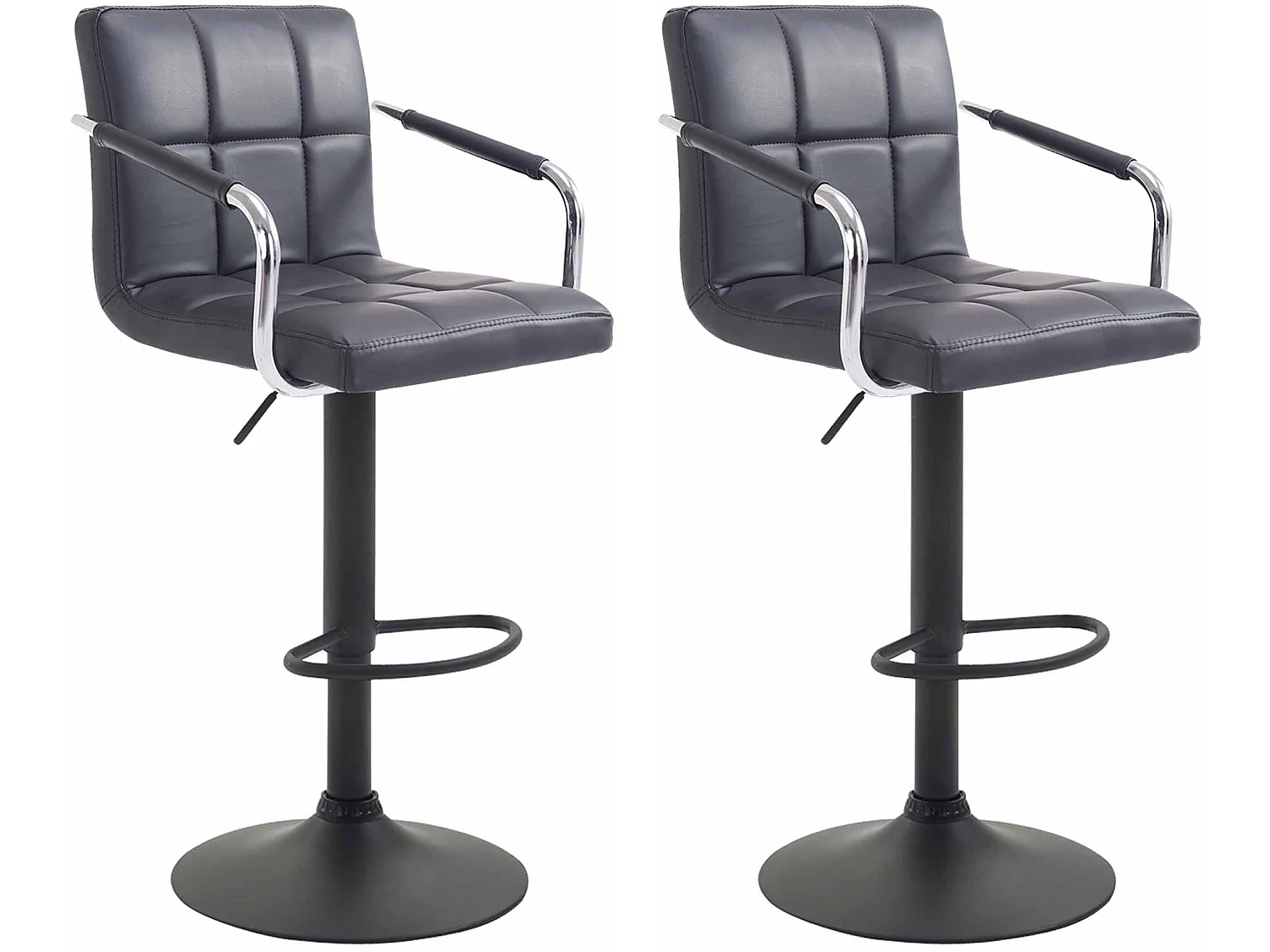 2er Set Barhocker - Kunstleder & schwarz - schwarz - Lucy V2