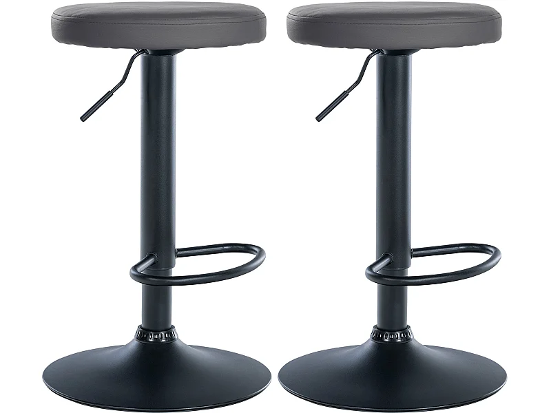 Lot de 2 Tabourets de bar - Similicuir & Métal - Gris - Ponte