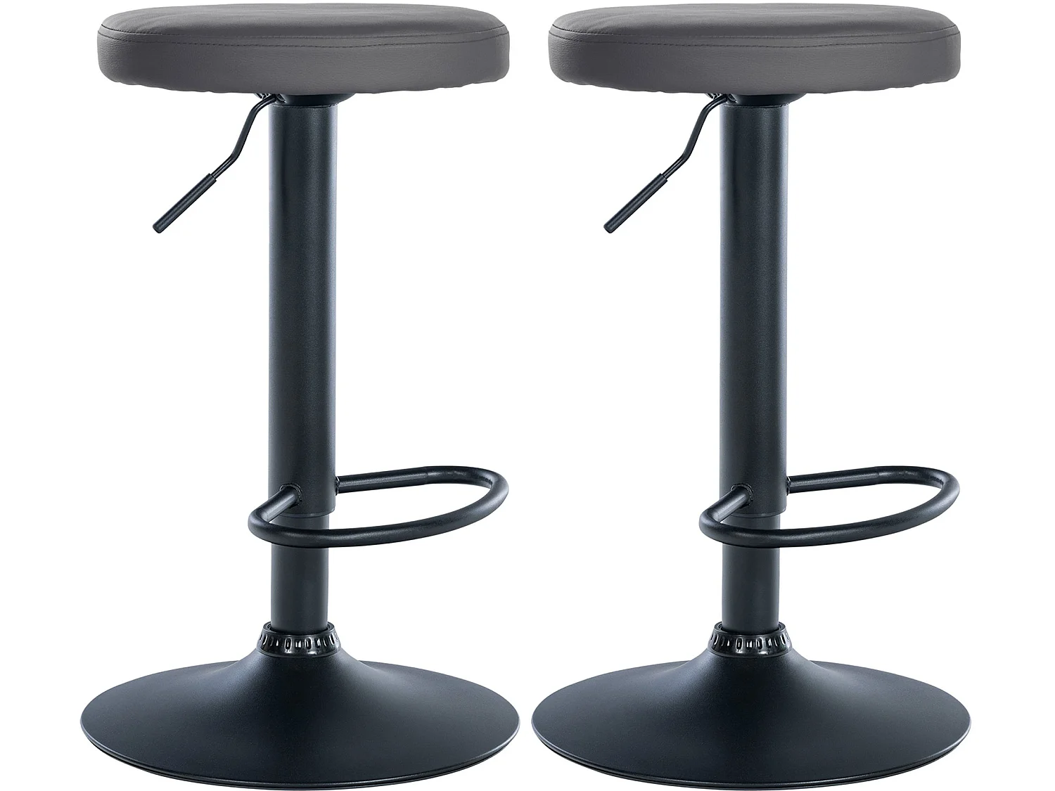 Lot de 2 Tabourets de bar - Similicuir & Métal - Gris - Ponte