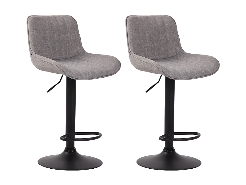 Lot de 2 Tabourets de bar - Tissu & Métal - Gris - Lentini