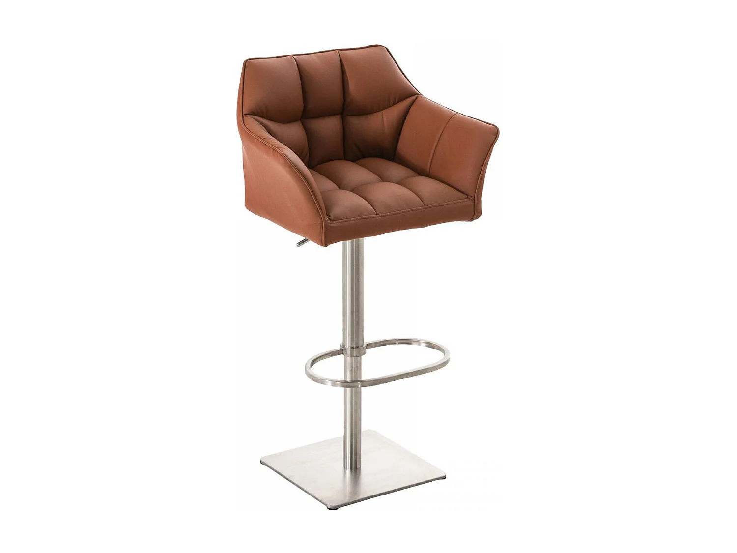 Tabouret de bar - Similicuir & Acier inoxydable - Marron clair - Damaso