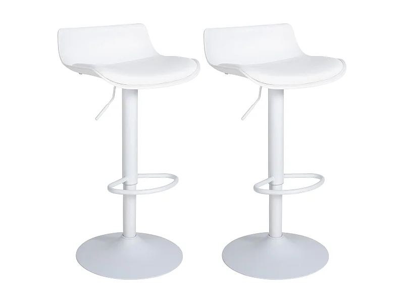 Lot de 2  Tabouret de bar - Plastique - Blanc - Aveiro