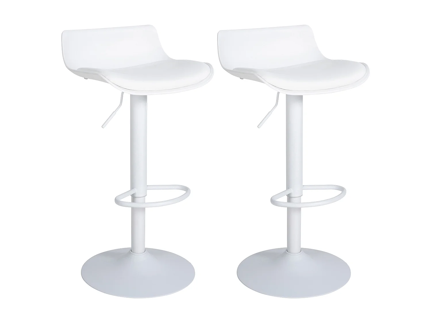 Lot de 2  Tabouret de bar - Plastique - Blanc - Aveiro
