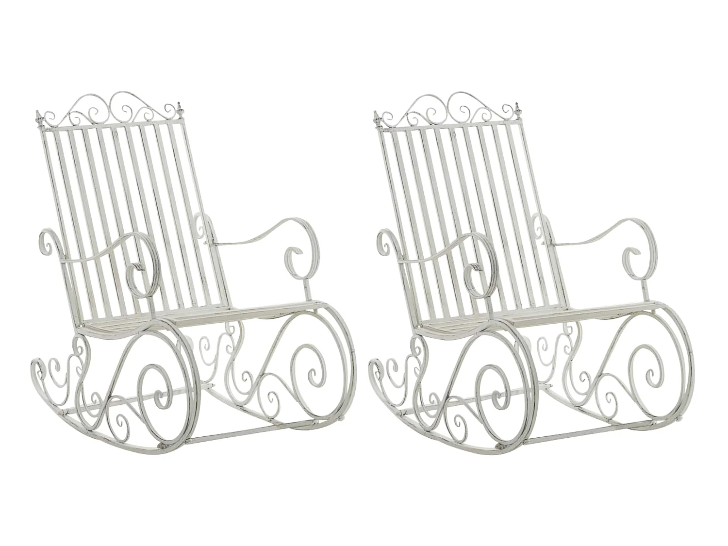 Lot de 2  Fauteuil à bascule - Métal & Antique clair - Blanc antique - Smilla
