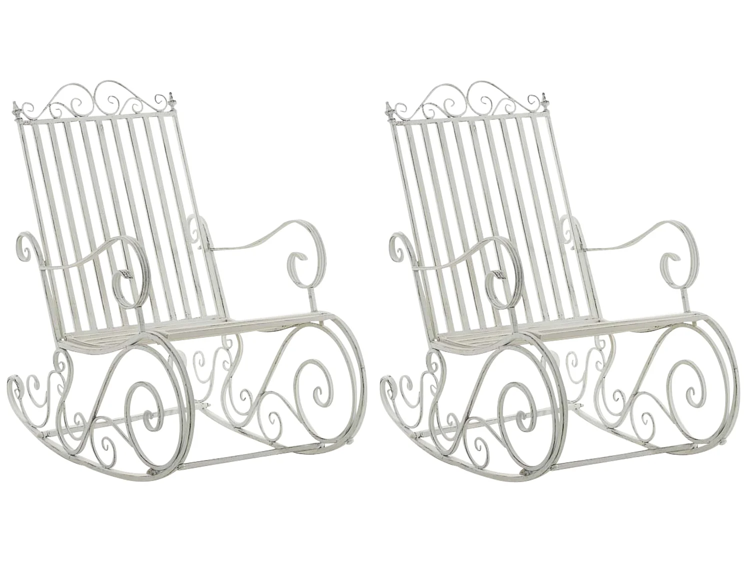 Lot de 2  Fauteuil à bascule - Métal & Antique clair - Blanc antique - Smilla